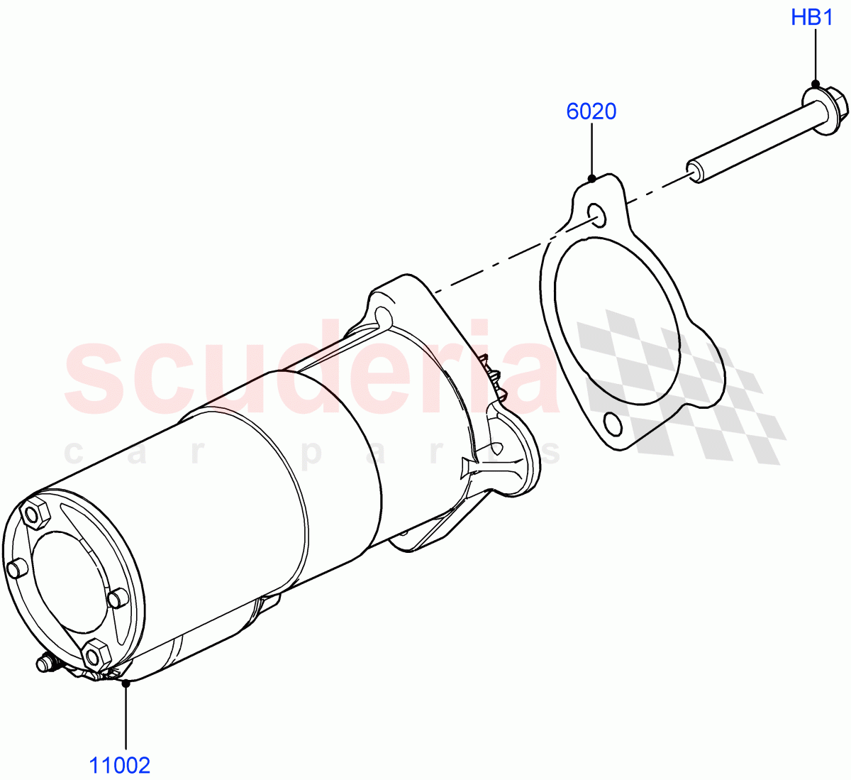 Starter Motor(Solihull Plant Build)(2.0L AJ200P Hi PHEV)((V)FROMLA000001) of Land Rover Land Rover Range Rover Sport (2014+) [2.0 Turbo Petrol AJ200P]