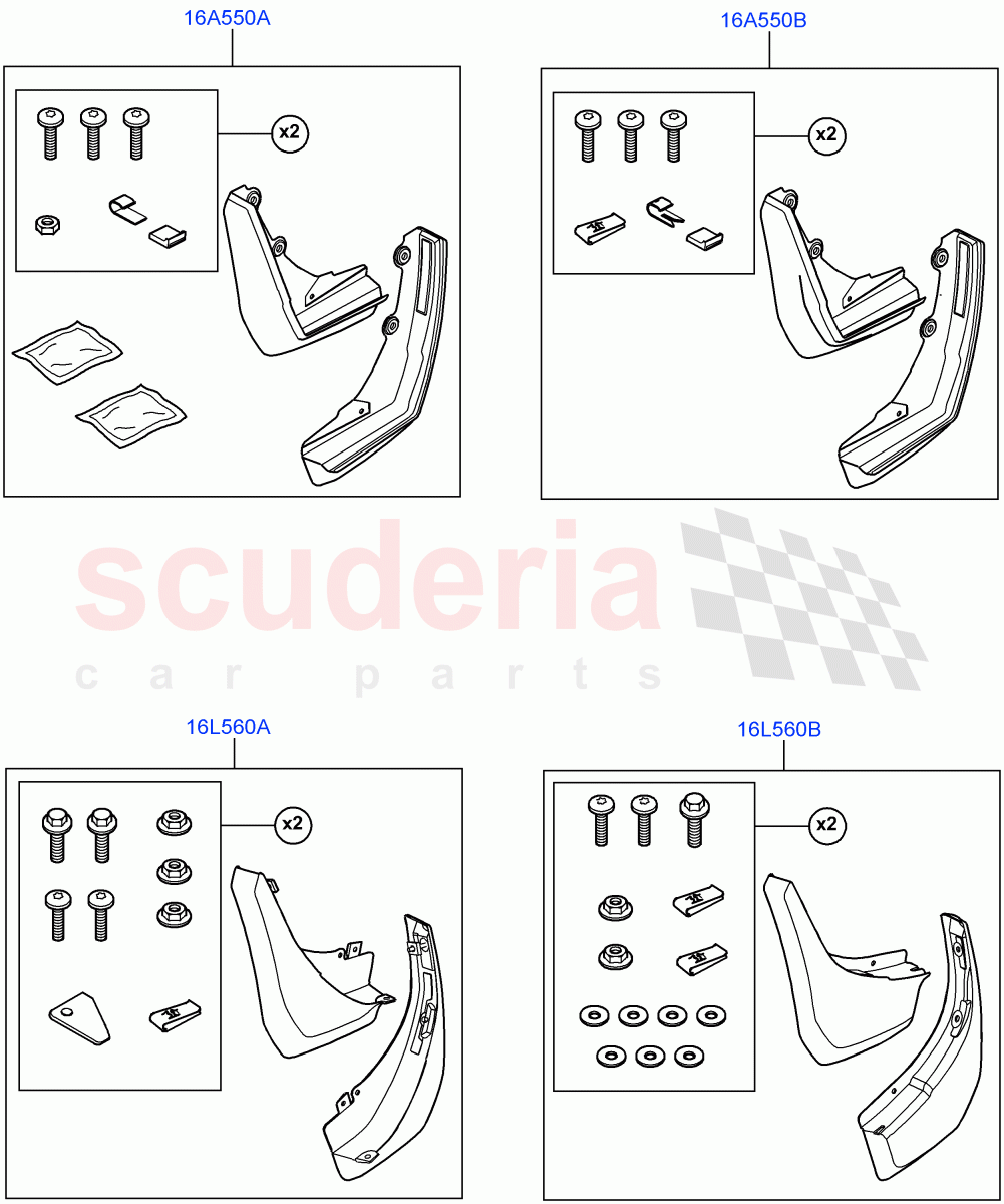 Mudflaps - Front & Rear(Accessory)(Halewood (UK),Itatiaia (Brazil)) of Land Rover Land Rover Range Rover Evoque (2012-2018) [2.2 Single Turbo Diesel]