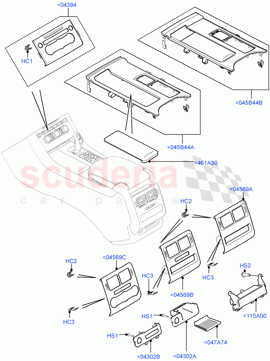 Console - Floor(Version - Core,Non SVR) of Land Rover Land Rover Range Rover Sport (2014+) [3.0 I6 Turbo Petrol AJ20P6]