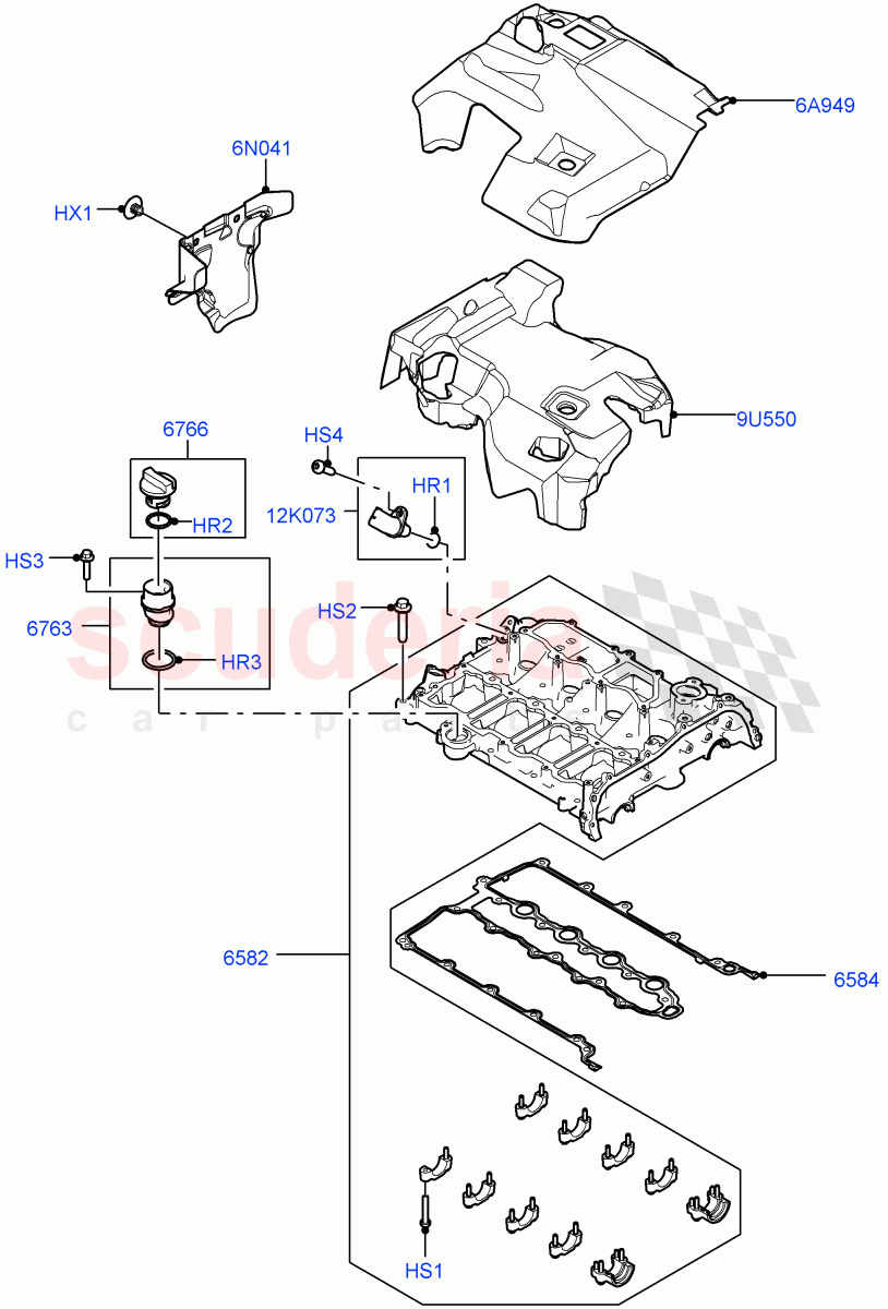 Cylinder Head Cover (2.0L I4 Mid DOHC AJ200 Petrol, Itatiaia (Brazil), 2.0L I4 Mid AJ200 Petrol E100) ((V) FROMJT000001) of Land Rover Land Rover Discovery Sport (2015+) [2.0 Turbo Petrol AJ200P]