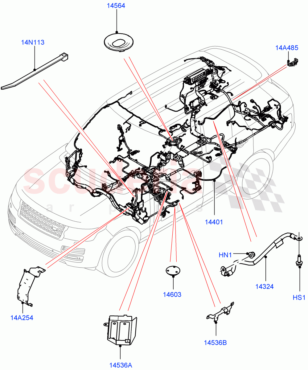 Electrical Wiring - Engine And Dash (Main Harness) ((V) FROMFA000001, (V) TOFA999999) of Land Rover Land Rover Range Rover (2012-2021) [2.0 Turbo Petrol AJ200P]