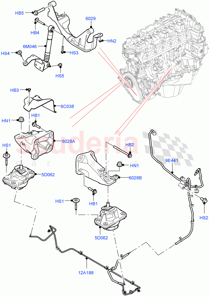 Engine Mounting (3.0L AJ20D6 Diesel High) ((V) FROMLA000001) of Land Rover Land Rover Range Rover (2012-2021) [2.0 Turbo Petrol GTDI]