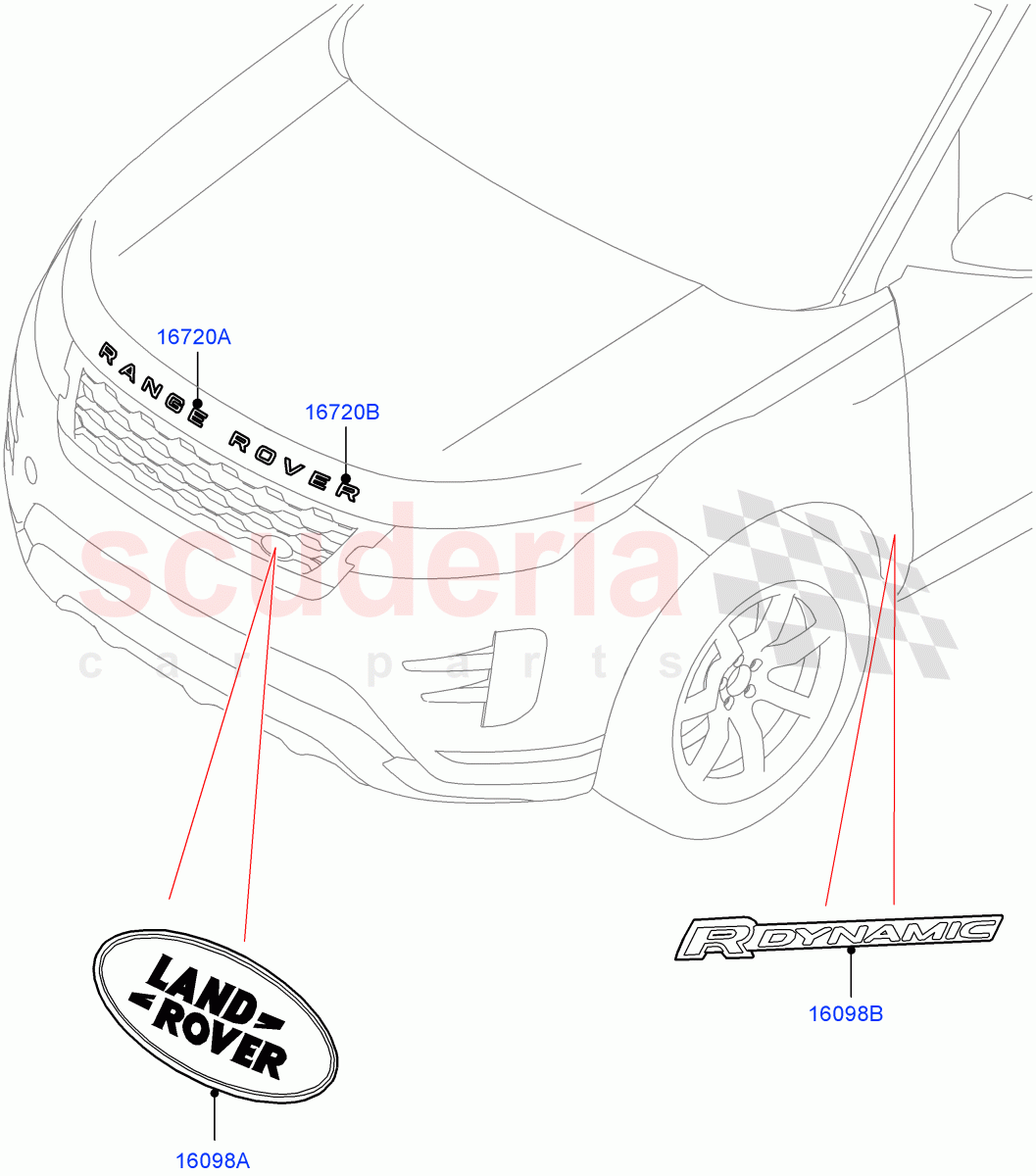 Name Plates (Front Section) (Changsu (China)) of Land Rover Land Rover Range Rover Evoque (2019+) [2.0 Turbo Petrol AJ200P]