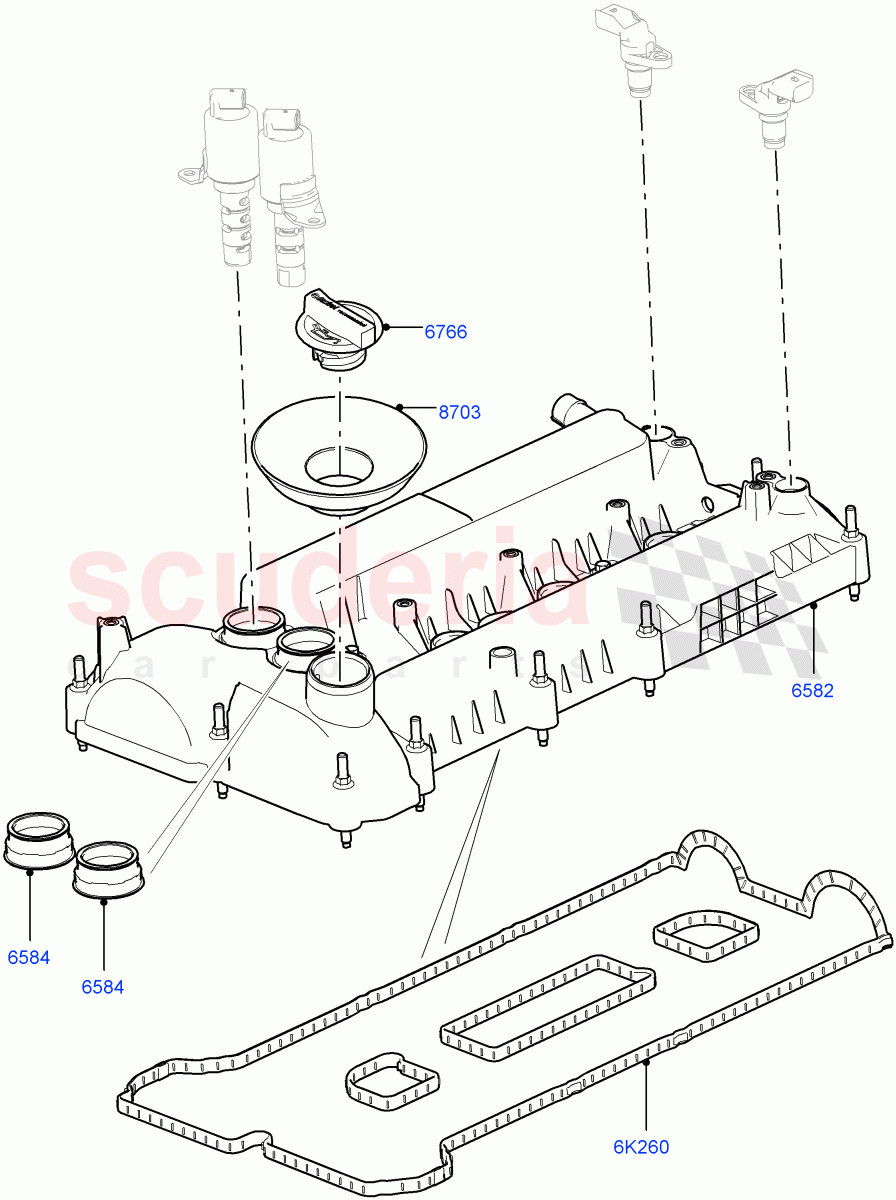 Cylinder Head Cover(2.0L 16V TIVCT T/C 240PS Petrol) of Land Rover Land Rover Range Rover (2012-2021) [2.0 Turbo Petrol GTDI]