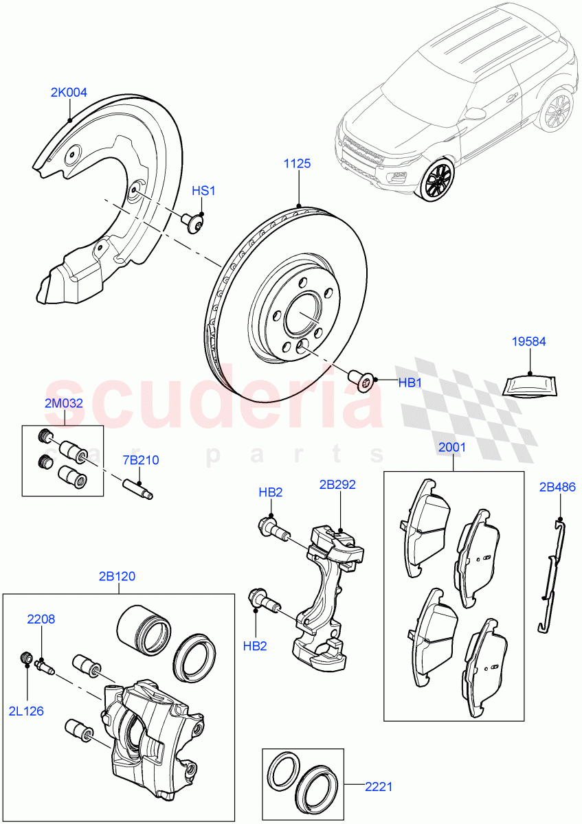 Front Brake Discs And Calipers (Halewood (UK)) ((V) TOFH999999) of Land Rover Land Rover Range Rover Evoque (2012-2018) [2.2 Single Turbo Diesel]