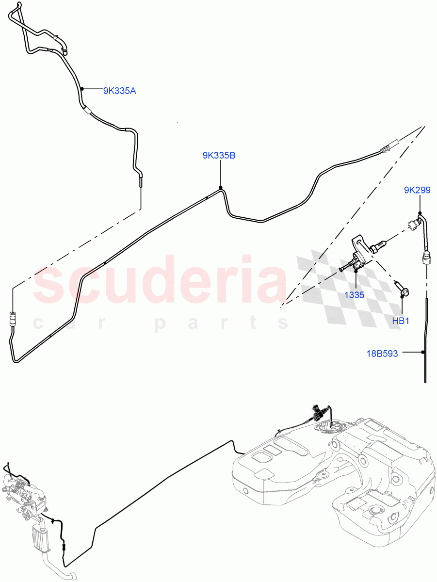 Auxiliary Fuel Fired Pre-Heater(Solihull Plant Build, Heater Fuel Supply)(With Fuel Fired Heater)((V)FROMHA000001,(V)TOHA999999) of Land Rover Land Rover Discovery 5 (2017+) [3.0 I6 Turbo Diesel AJ20D6]