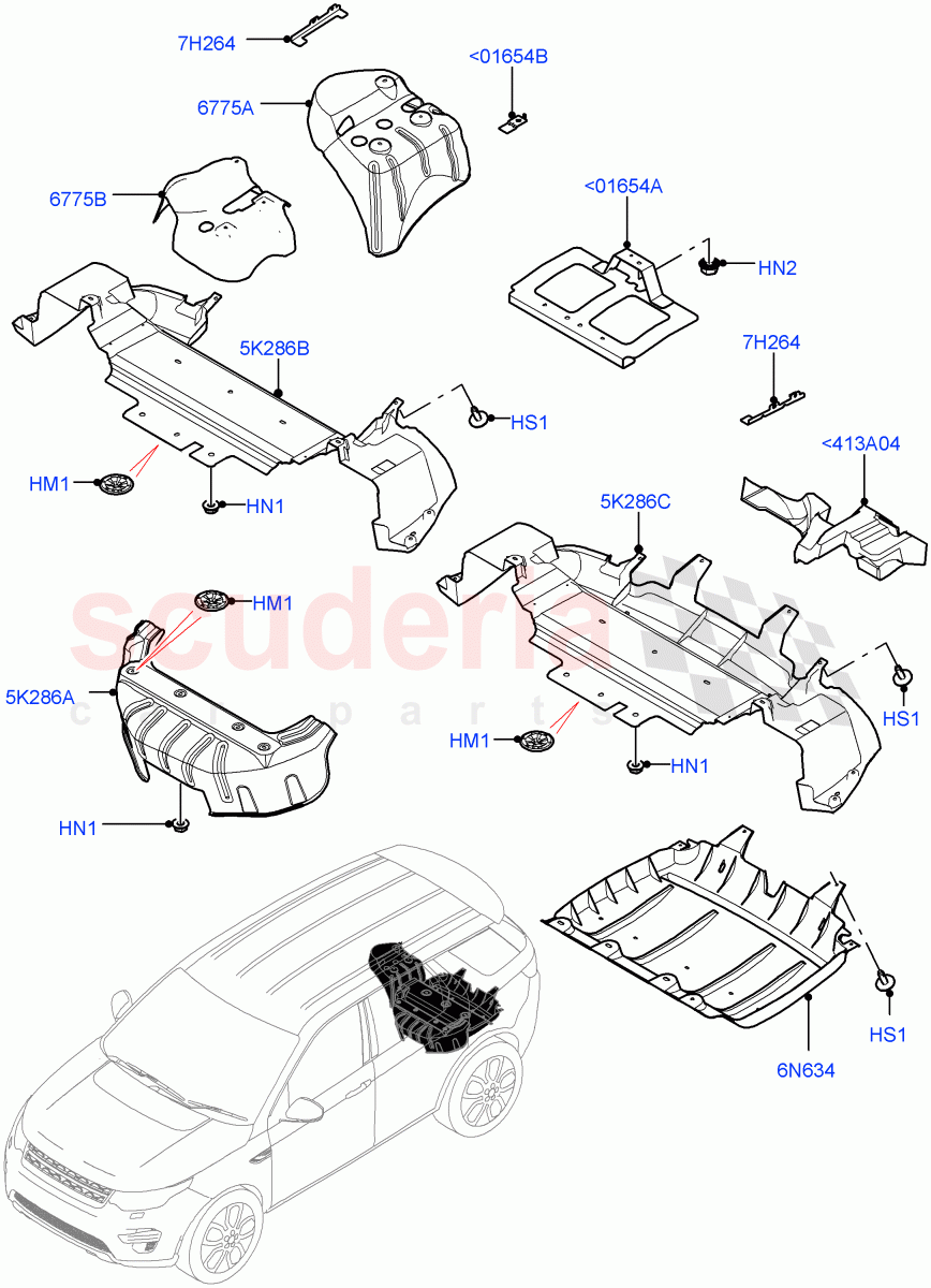 Splash And Heat Shields (Rear Section, Body) (Halewood (UK)) ((V) FROMLH000001) of Land Rover Land Rover Discovery Sport (2015+) [1.5 I3 Turbo Petrol AJ20P3]