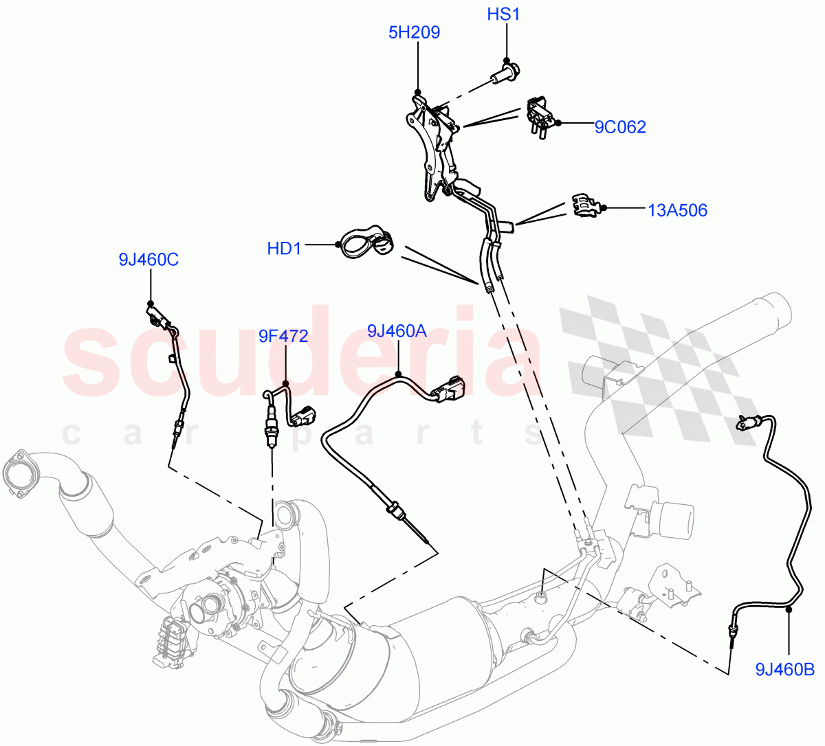 Exhaust Sensors And Modules (3.0 V6 D Gen2 Twin Turbo, Stage V Plus DPF, Proconve L6 Emissions) ((V) FROMFA000001) of Land Rover Land Rover Range Rover (2012-2021) [3.0 Diesel 24V DOHC TC]