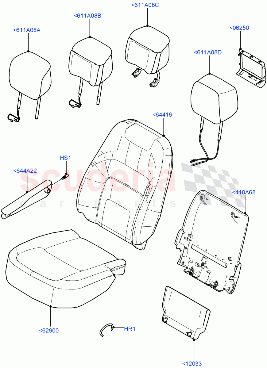 Front Seat Covers(Semi Aniline Leather Perf)((V)FROMJA000001) of Land Rover Land Rover Range Rover (2012-2021) [5.0 OHC SGDI NA V8 Petrol]