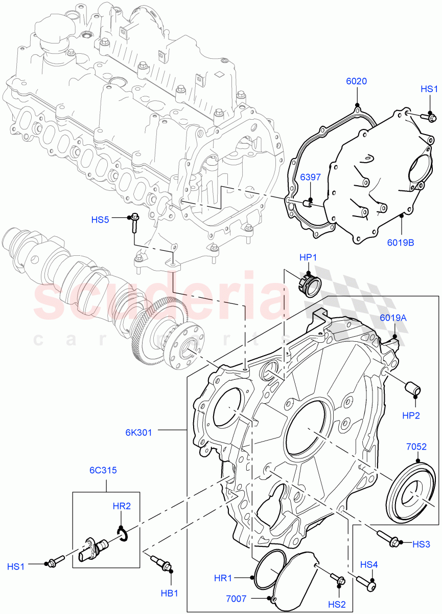 Timing Gear Covers (2.0L I4 DSL MID DOHC AJ200, Itatiaia (Brazil), 2.0L I4 DSL HIGH DOHC AJ200) ((V) FROMGT000001) of Land Rover Land Rover Discovery Sport (2015+) [2.0 Turbo Diesel]