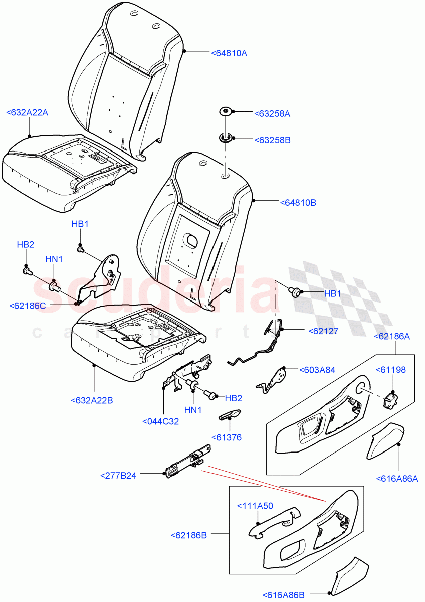 Front Seat Pads/Valances & Heating(Solihull Plant Build, Pads/Valances)((V)FROMHA000001) of Land Rover Land Rover Discovery 5 (2017+) [3.0 Diesel 24V DOHC TC]