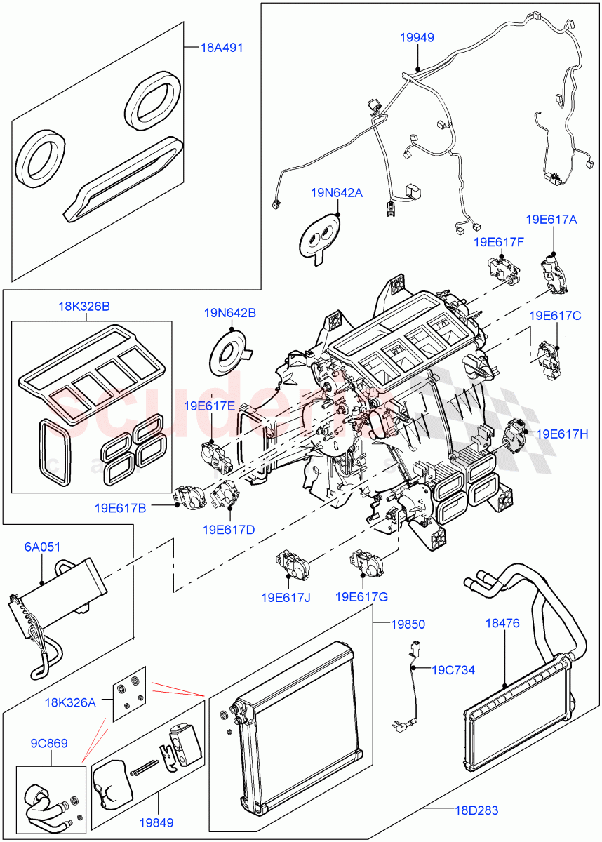 Heater/Air Cond.Internal Components(Heater Main Unit) of Land Rover Land Rover Range Rover (2012-2021) [2.0 Turbo Petrol AJ200P]