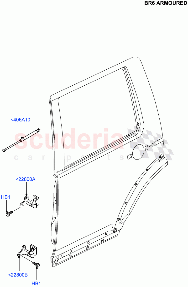 Rear Doors, Hinges & Weatherstrips (With B6 Level Armouring) ((V) FROMAA000001) of Land Rover Land Rover Discovery 4 (2010-2016) [3.0 Diesel 24V DOHC TC]