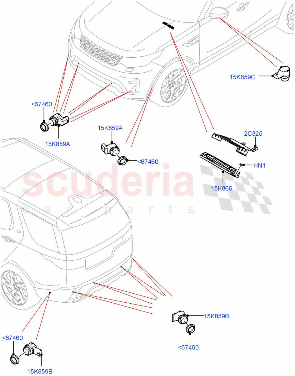 Parking Distance Control (Nitra Plant Build) ((V) FROMM2000001) of Land Rover Land Rover Discovery 5 (2017+) [2.0 Turbo Petrol AJ200P]