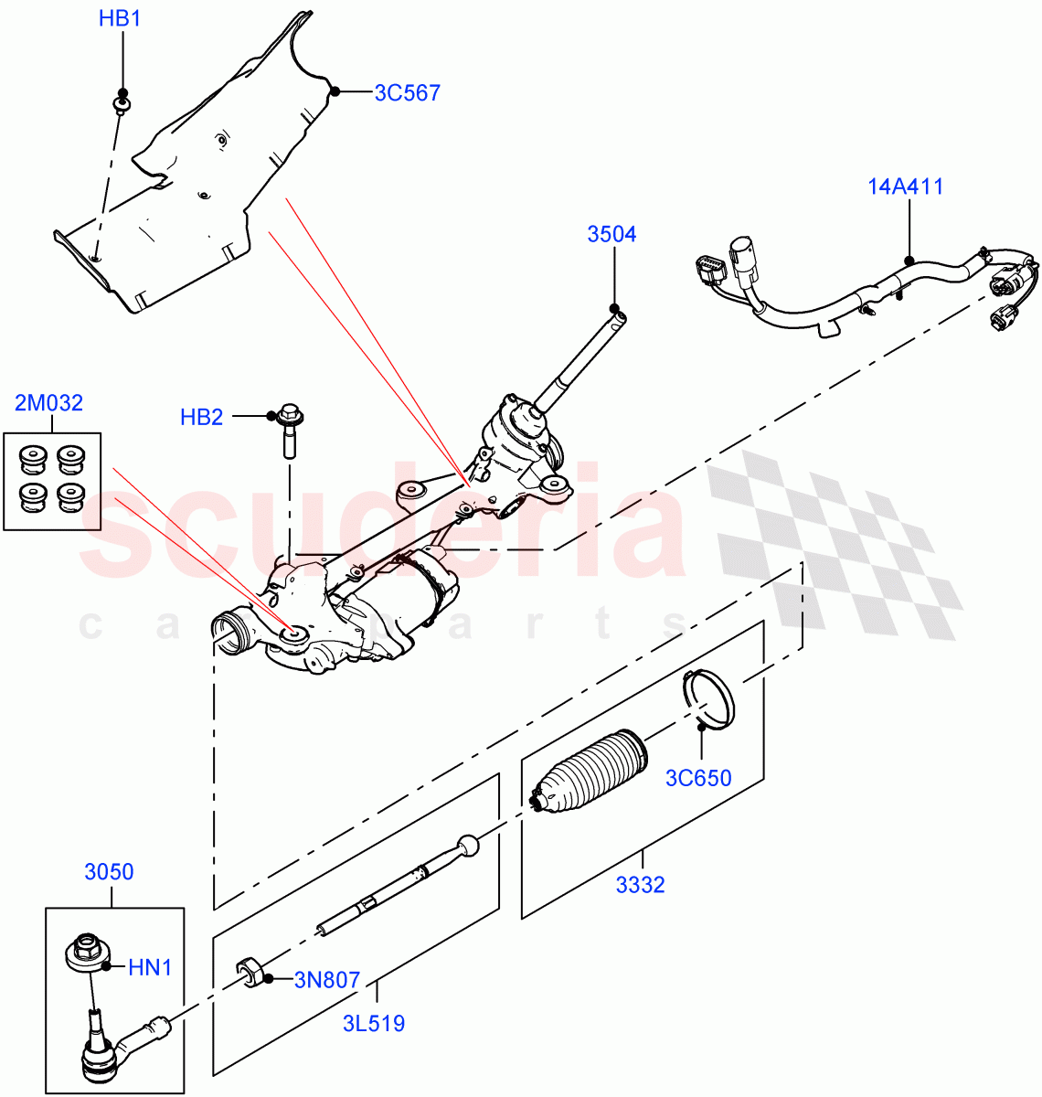 Steering Gear(Halewood (UK)) of Land Rover Land Rover Range Rover Evoque (2019+) [2.0 Turbo Diesel AJ21D4]