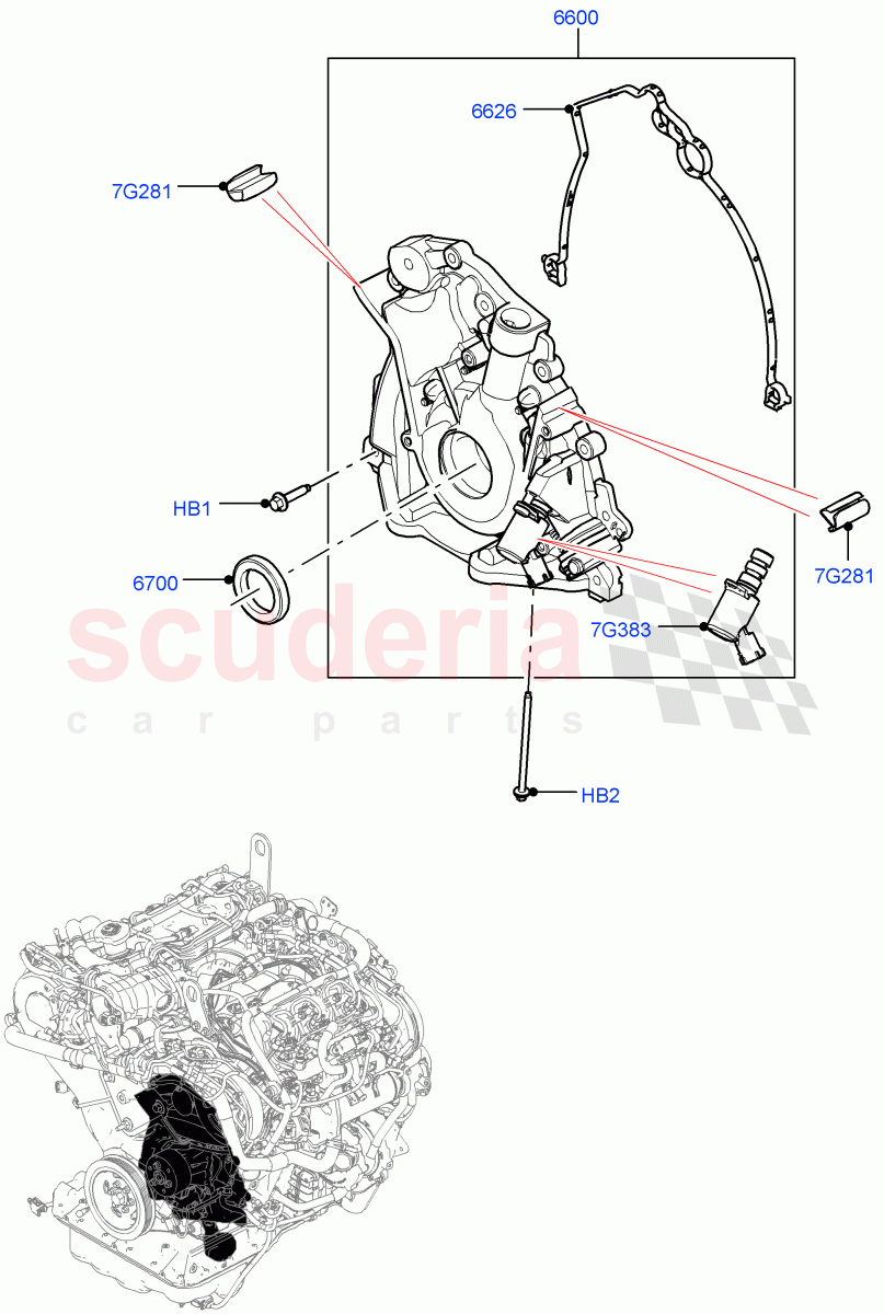 Oil Pump(Solihull Plant Build)(3.0 V6 D Low MT ROW,3.0 V6 D Gen2 Mono Turbo,3.0 V6 D Gen2 Twin Turbo)((V)FROMFA000001) of Land Rover Land Rover Discovery 5 (2017+) [3.0 Diesel 24V DOHC TC]