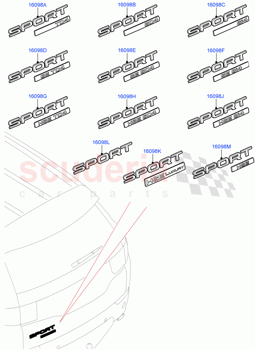 Name Plates(Halewood (UK))((V)TOKH999999) of Land Rover Land Rover Discovery Sport (2015+) [2.0 Turbo Petrol AJ200P]