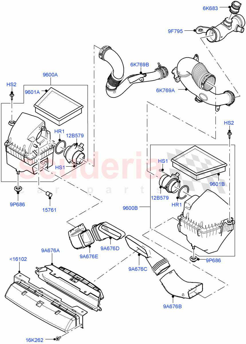 Air Cleaner(3.0 V6 D Gen2 Twin Turbo) of Land Rover Land Rover Range Rover Velar (2017+) [3.0 Diesel 24V DOHC TC]