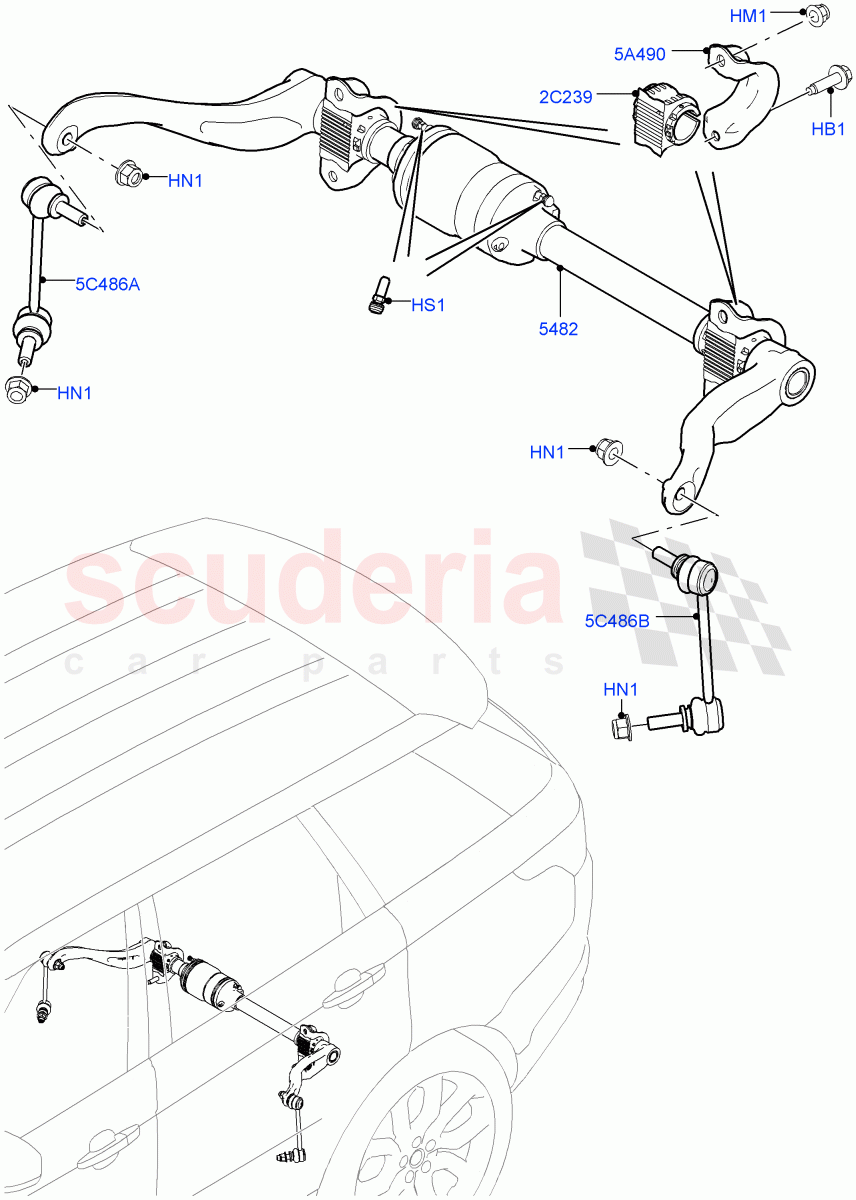 Active Anti-Roll Bar System(Active Stabilizer Bar, Rear)(Electronic Air Suspension With ACE,Sport Suspension w/ARC)((V)FROMKA000001) of Land Rover Land Rover Range Rover Sport (2014+) [5.0 OHC SGDI SC V8 Petrol]