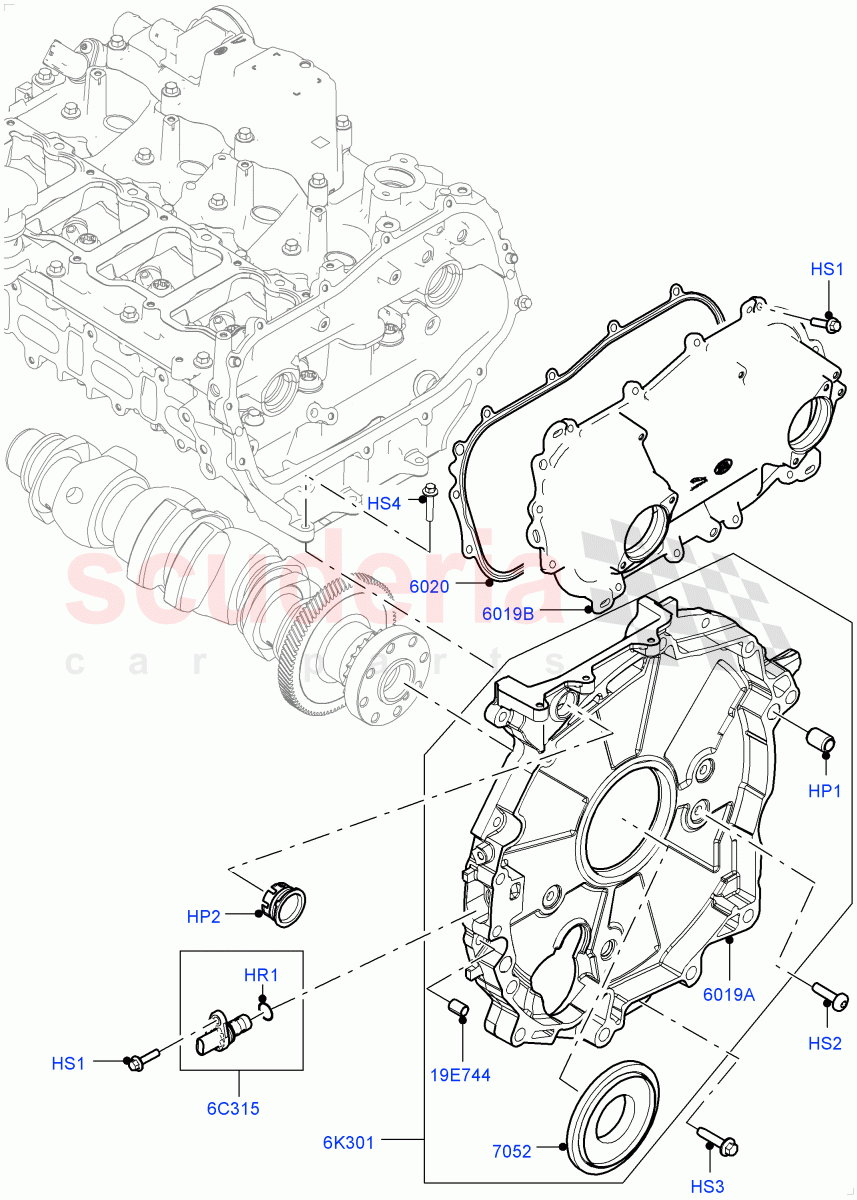 Timing Gear Covers(2.0L I4 High DOHC AJ200 Petrol,2.0L I4 Mid DOHC AJ200 Petrol,2.0L I4 Mid AJ200 Petrol E100)((V)FROMJH000001) of Land Rover Land Rover Range Rover Evoque (2012-2018) [2.0 Turbo Petrol AJ200P]