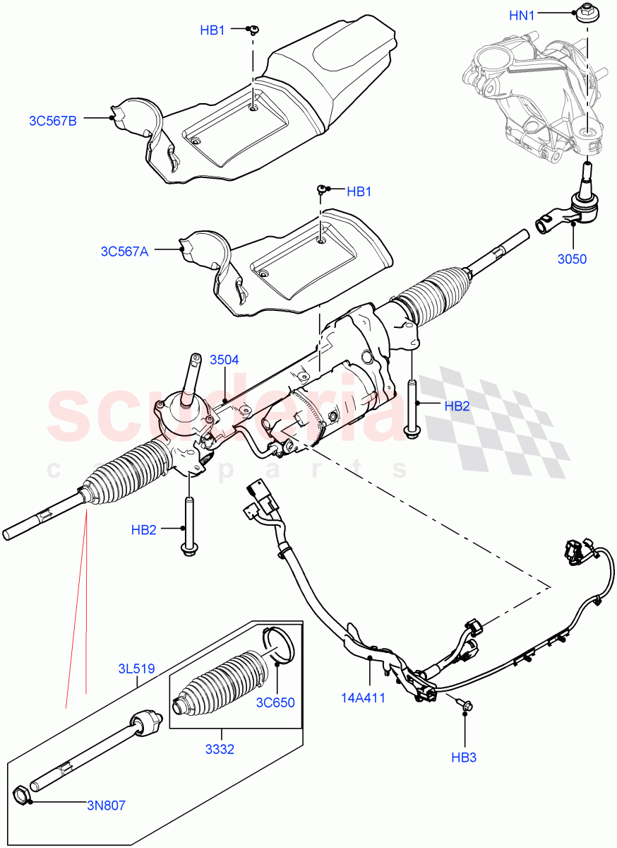 Steering Gear(LHD)(Itatiaia (Brazil))((V)FROMGT000001) of Land Rover Land Rover Range Rover Evoque (2012-2018) [2.2 Single Turbo Diesel]