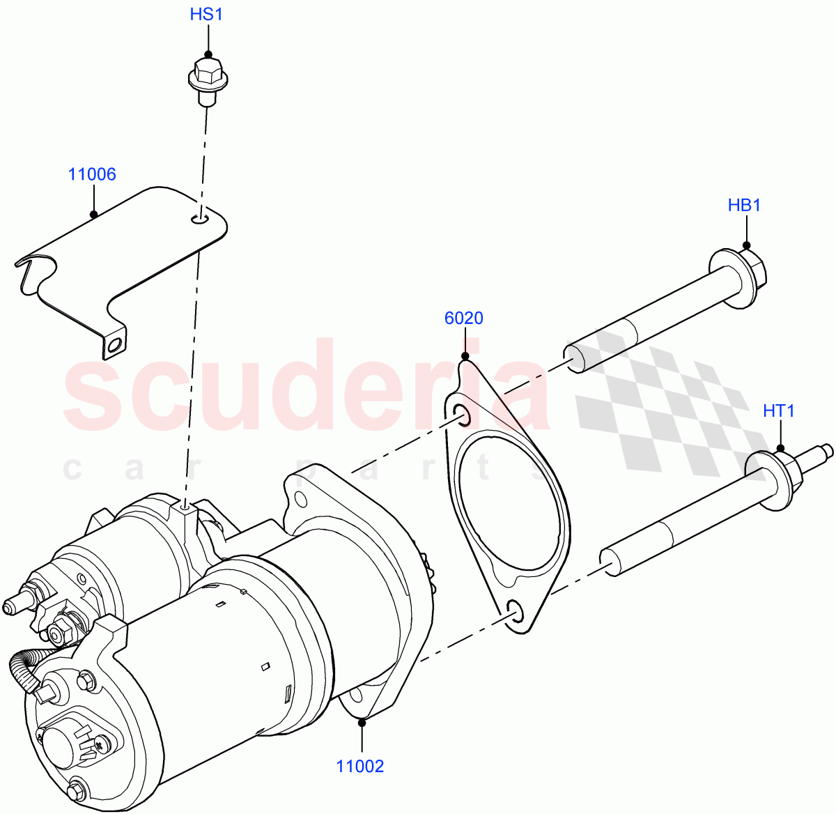 Starter Motor(Nitra Plant Build)(3.0L AJ20D6 Diesel High)((V)FROMM2000001) of Land Rover Land Rover Defender (2020+) [3.0 I6 Turbo Diesel AJ20D6]