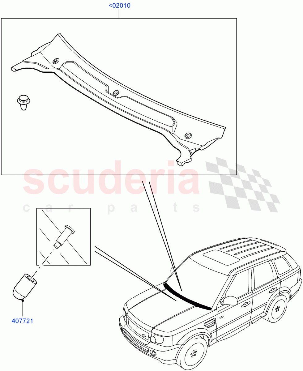 Cowl/Panel And Related Parts ((V) TO9A999999) of Land Rover Land Rover Range Rover Sport (2005-2009) [3.6 V8 32V DOHC EFI Diesel]