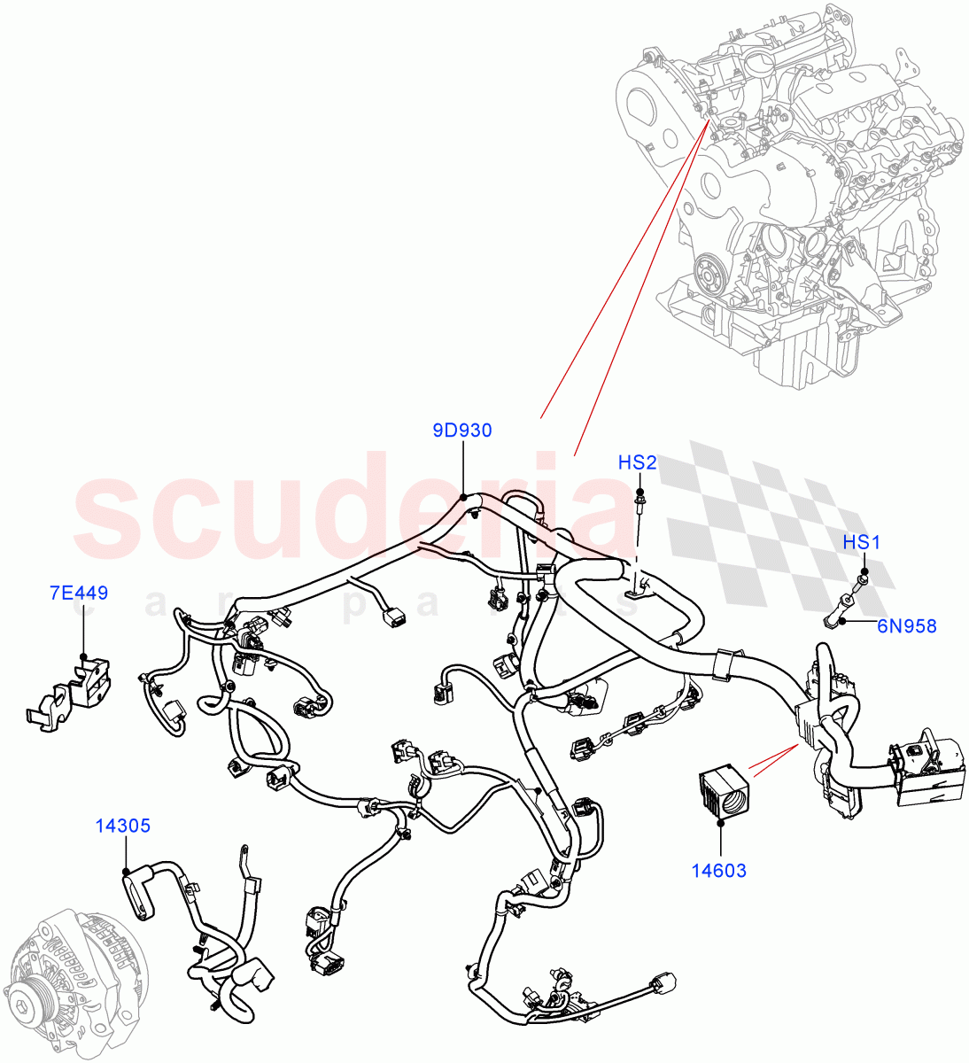 Engine Harness(Nitra Plant Build)(3.0 V6 Diesel)((V)FROMK2000001) of Land Rover Land Rover Discovery 5 (2017+) [3.0 I6 Turbo Petrol AJ20P6]