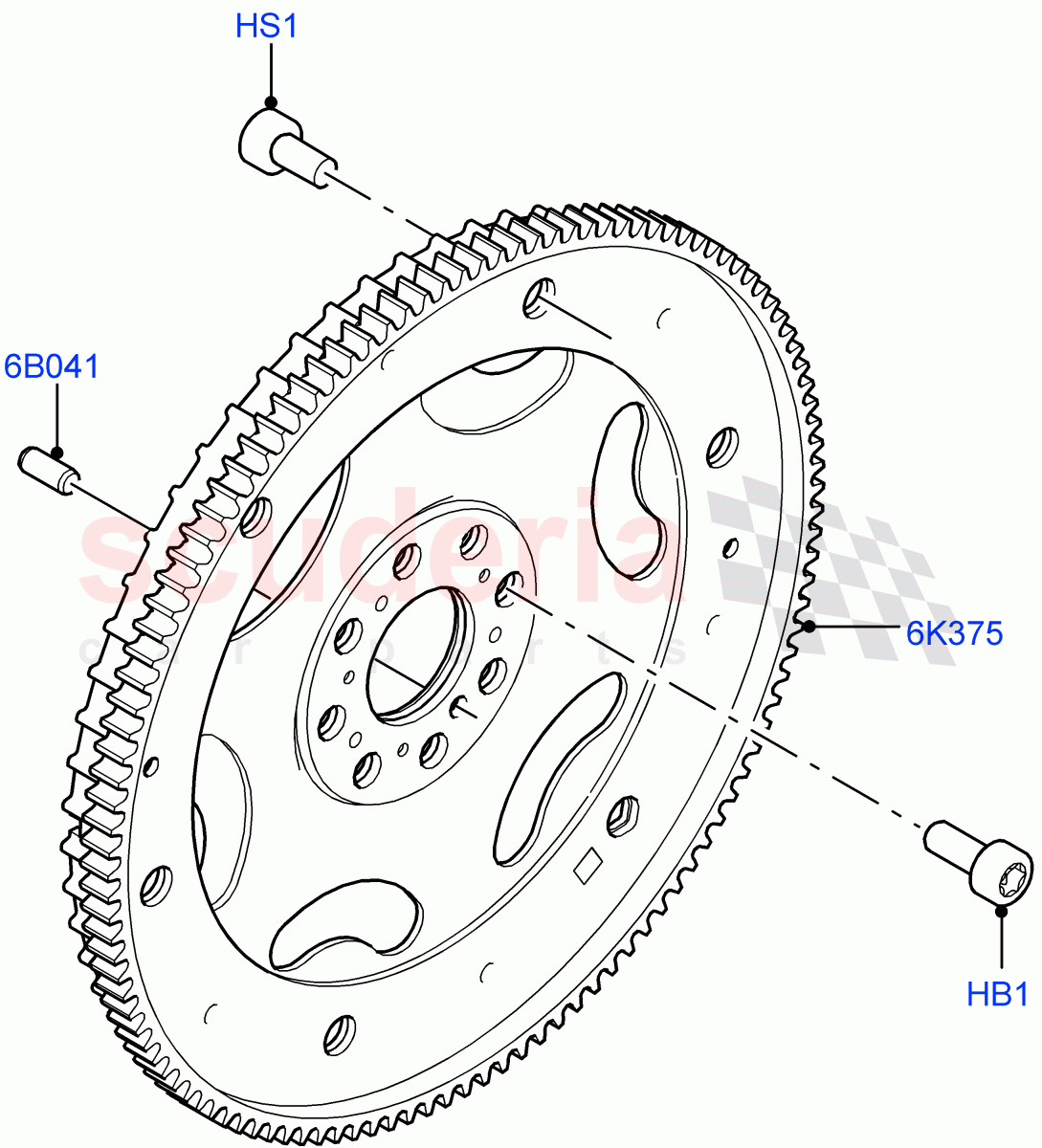 Flywheel(1.5L AJ20P3 Petrol High,Changsu (China),1.5L AJ20P3 Petrol High PHEV) of Land Rover Land Rover Discovery Sport (2015+) [1.5 I3 Turbo Petrol AJ20P3]