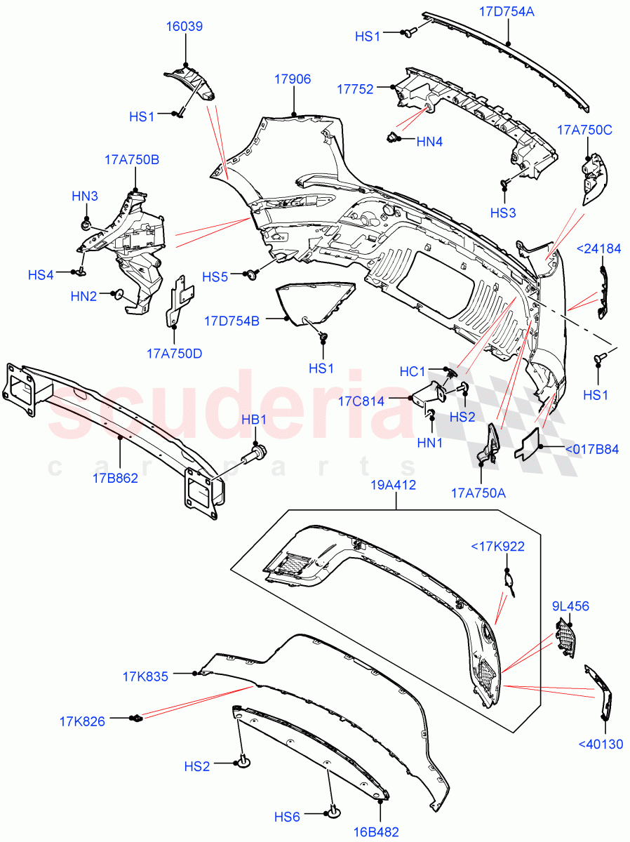 Rear Bumper (Itatiaia (Brazil), Front Bumper - Sport - Body Colour) of Land Rover Land Rover Range Rover Evoque (2019+) [2.0 Turbo Diesel]