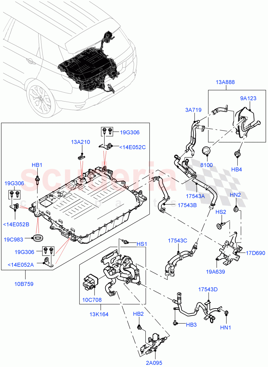 Hybrid Electrical Modules(PHEV Battery And Cooling, Rear Section)(2.0L AJ200P Hi PHEV)((V)FROMJA000001) of Land Rover Land Rover Range Rover Sport (2014+) [2.0 Turbo Diesel]