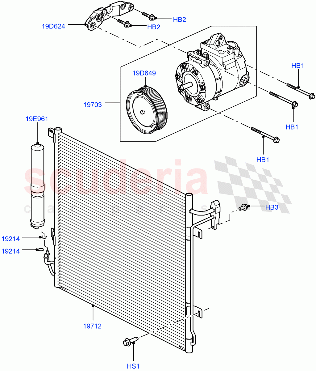 Air Conditioning Condensr/Compressr (Lion Diesel 2.7 V6 (140KW)) ((V) FROMAA000001) of Land Rover Land Rover Discovery 4 (2010-2016) [3.0 DOHC GDI SC V6 Petrol]
