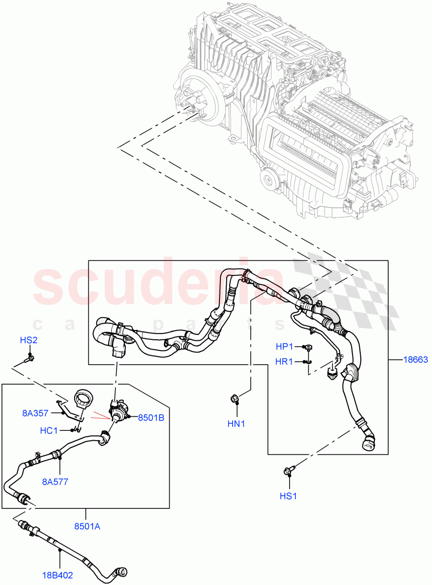 Heater Hoses(4.4 V8 Turbo Petrol (NC10),With Ptc Heater,Premium Air Conditioning-Front/Rear,Less Heater) of Land Rover Land Rover Range Rover (2022+) [3.0 I6 Turbo Diesel AJ20D6]