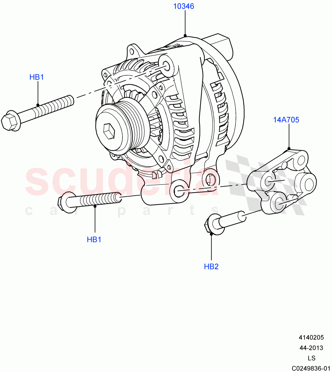 Alternator And Mountings (3.0L DOHC GDI SC V6 PETROL) ((V) FROMEA000001) of Land Rover Land Rover Discovery 4 (2010-2016) [3.0 DOHC GDI SC V6 Petrol]