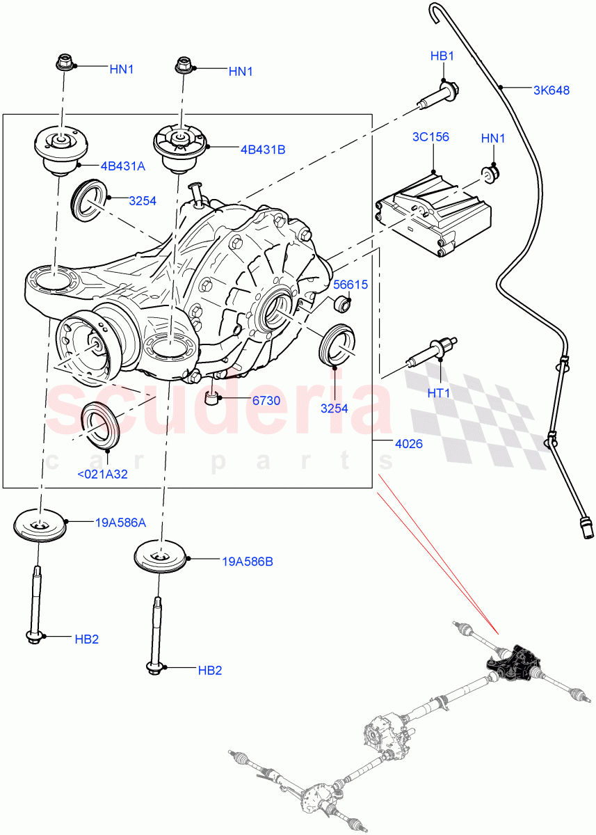 Rear Axle(3.0 V6 Diesel,8 Speed Auto Trans ZF 8HP70 4WD,Rear Axle Open Style Differential,8 Speed Auto Trans ZF 8HP76,8 Speed Auto Trans ZF 8HP45,4.4L DOHC DITC V8 Diesel,8HP Gen3 Hybrid Trans,With Petrol Engines,3.0L AJ20D6 Diesel High)((V)FROMHA000001) of Land Rover Land Rover Range Rover (2012-2021) [3.0 DOHC GDI SC V6 Petrol]