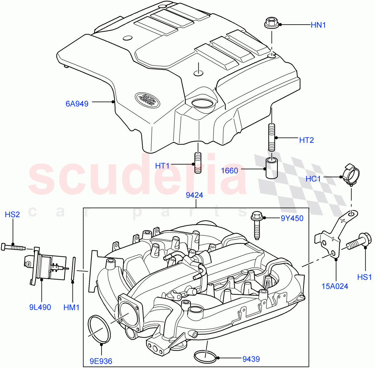 Inlet Manifold(Cologne V6 4.0 EFI (SOHC))((V)FROMAA000001) of Land Rover Land Rover Discovery 4 (2010-2016) [4.0 Petrol V6]