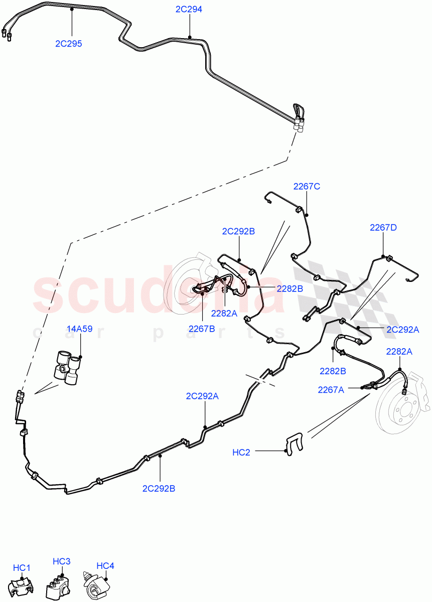 Rear Brake Pipes(RHD)((V)FROMAA000001) of Land Rover Land Rover Discovery 4 (2010-2016) [5.0 OHC SGDI NA V8 Petrol]