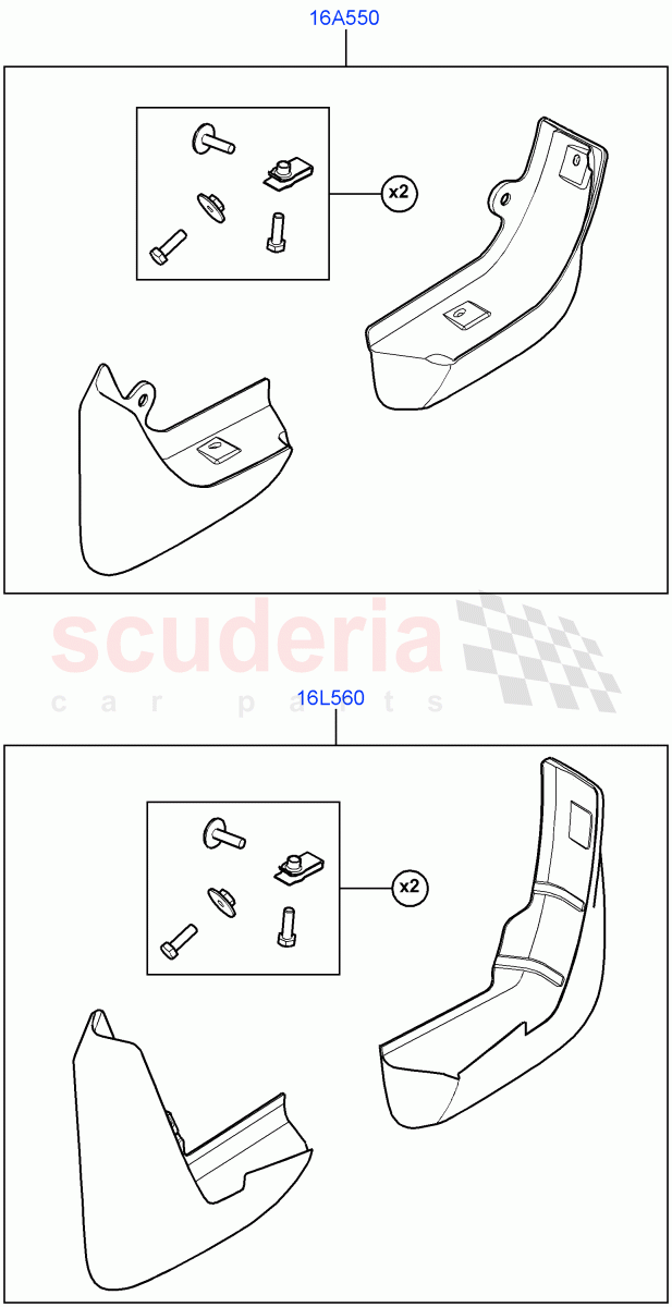 Mudflaps - Front & Rear(Accessory)(Halewood (UK),Itatiaia (Brazil)) of Land Rover Land Rover Discovery Sport (2015+) [2.0 Turbo Petrol GTDI]