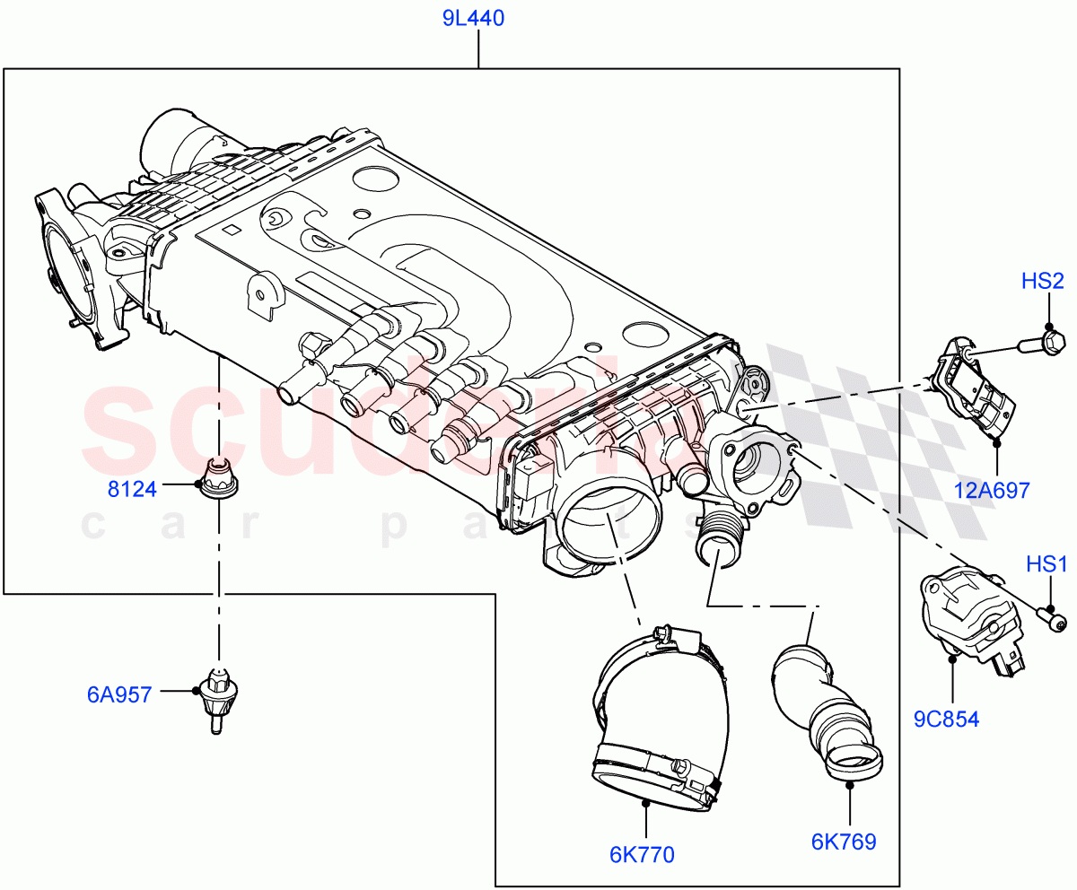 Intercooler/Air Ducts And Hoses(3.0L AJ20P6 Petrol High)((V)FROMKA000001) of Land Rover Land Rover Range Rover Sport (2014+) [3.0 I6 Turbo Petrol AJ20P6]