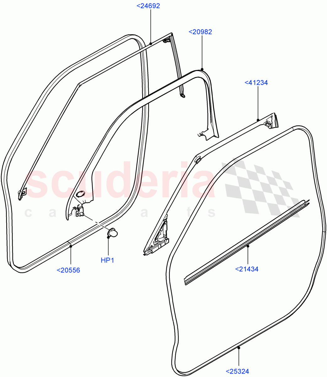 Front Doors, Hinges & Weatherstrips(Weatherstrips And Seals)(5 Door,Itatiaia (Brazil))((V)FROMGT000001) of Land Rover Land Rover Range Rover Evoque (2012-2018) [2.0 Turbo Diesel]