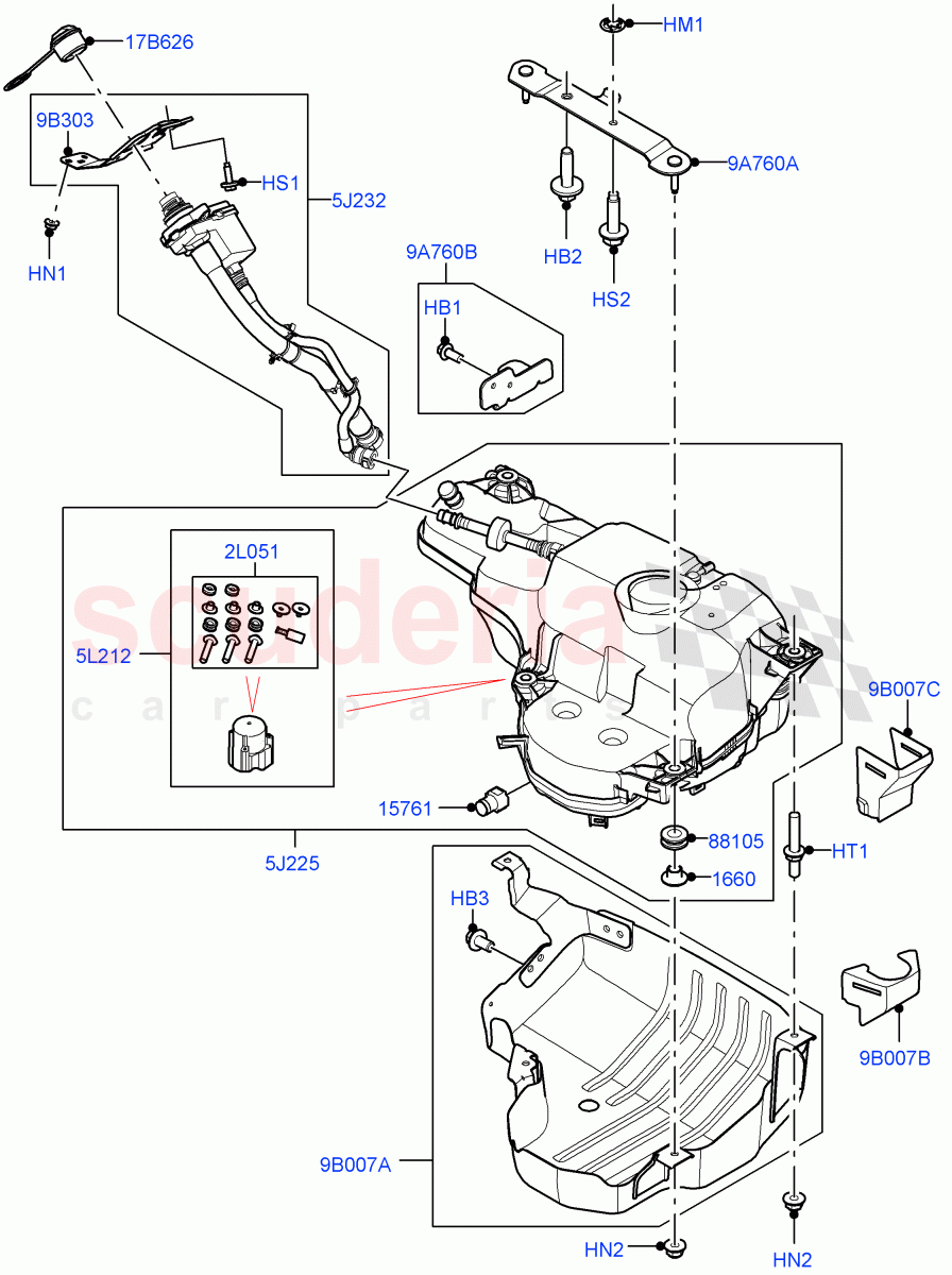 Exhaust Fluid Injection System (Tank And Filler) (2.0L I4 DSL HIGH DOHC AJ200, With Diesel Exh Fluid Emission Tank) ((V) FROML2000001) of Land Rover Land Rover Defender (2020+) [2.0 Turbo Diesel]