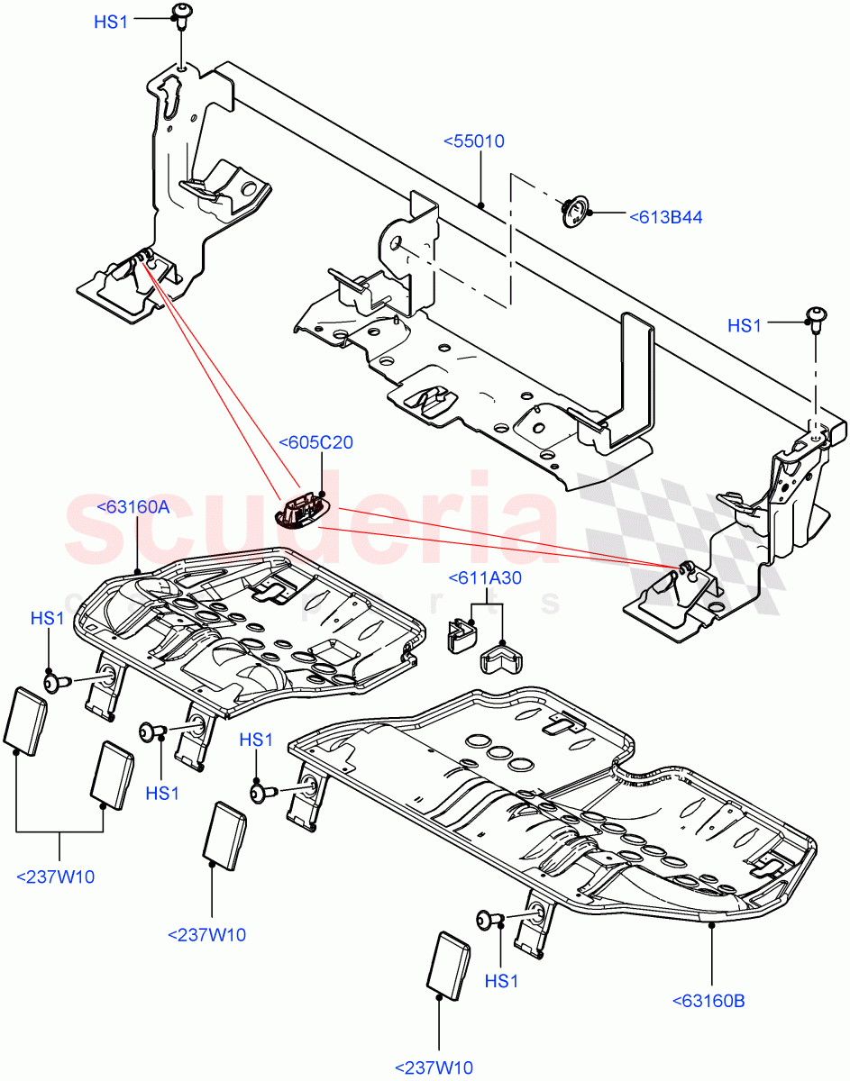 Rear Seat Base(Itatiaia (Brazil),With 60/40 Split - Folding Rr Seat)((V)FROMGT000001) of Land Rover Land Rover Discovery Sport (2015+) [1.5 I3 Turbo Petrol AJ20P3]