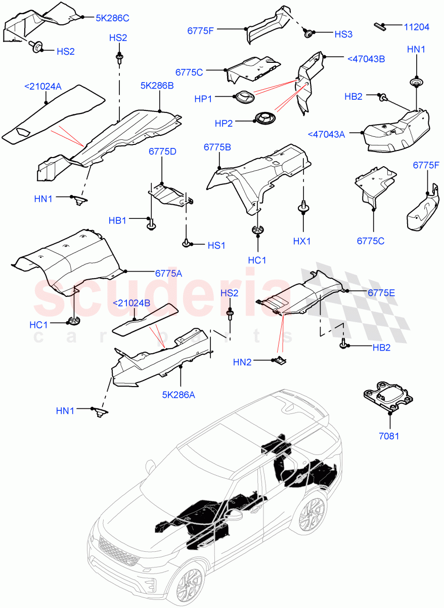 Splash And Heat Shields(Solihull Plant Build, Centre, Rear)((V)FROMHA000001) of Land Rover Land Rover Discovery 5 (2017+) [3.0 I6 Turbo Diesel AJ20D6]