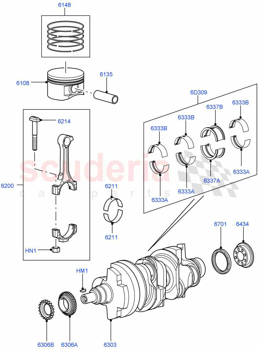 Crankshaft/Pistons And Bearings (Cologne V6 4.0 EFI (SOHC)) ((V) FROMAA000001) of Land Rover Land Rover Discovery 4 (2010-2016) [4.0 Petrol V6]