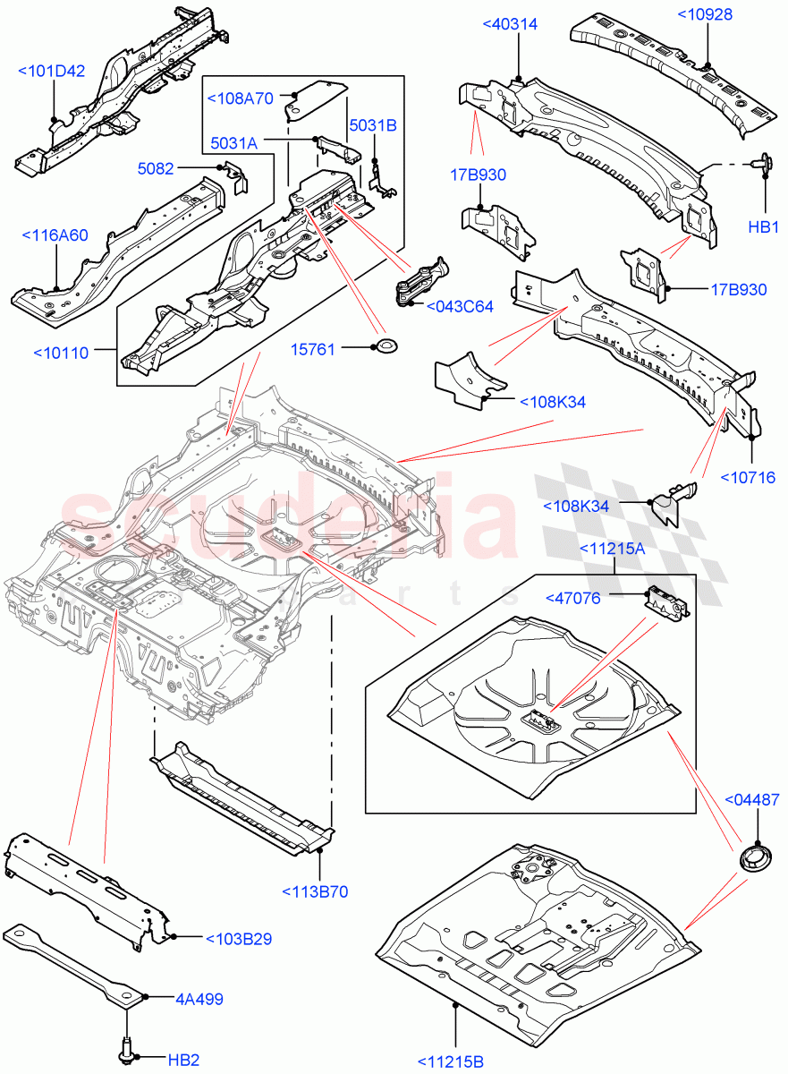 Floor Pan - Centre And Rear (Halewood (UK)) of Land Rover Land Rover Discovery Sport (2015+) [2.2 Single Turbo Diesel]
