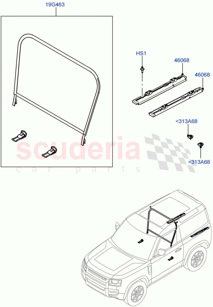 Load Compartment Trim(Cargo Retention, Floor)(Short Wheelbase,Version - LE,Version - Core,Version - First Edition,Version - X-Dynamic,Version - X) of Land Rover Land Rover Defender (2020+) [5.0 OHC SGDI SC V8 Petrol]