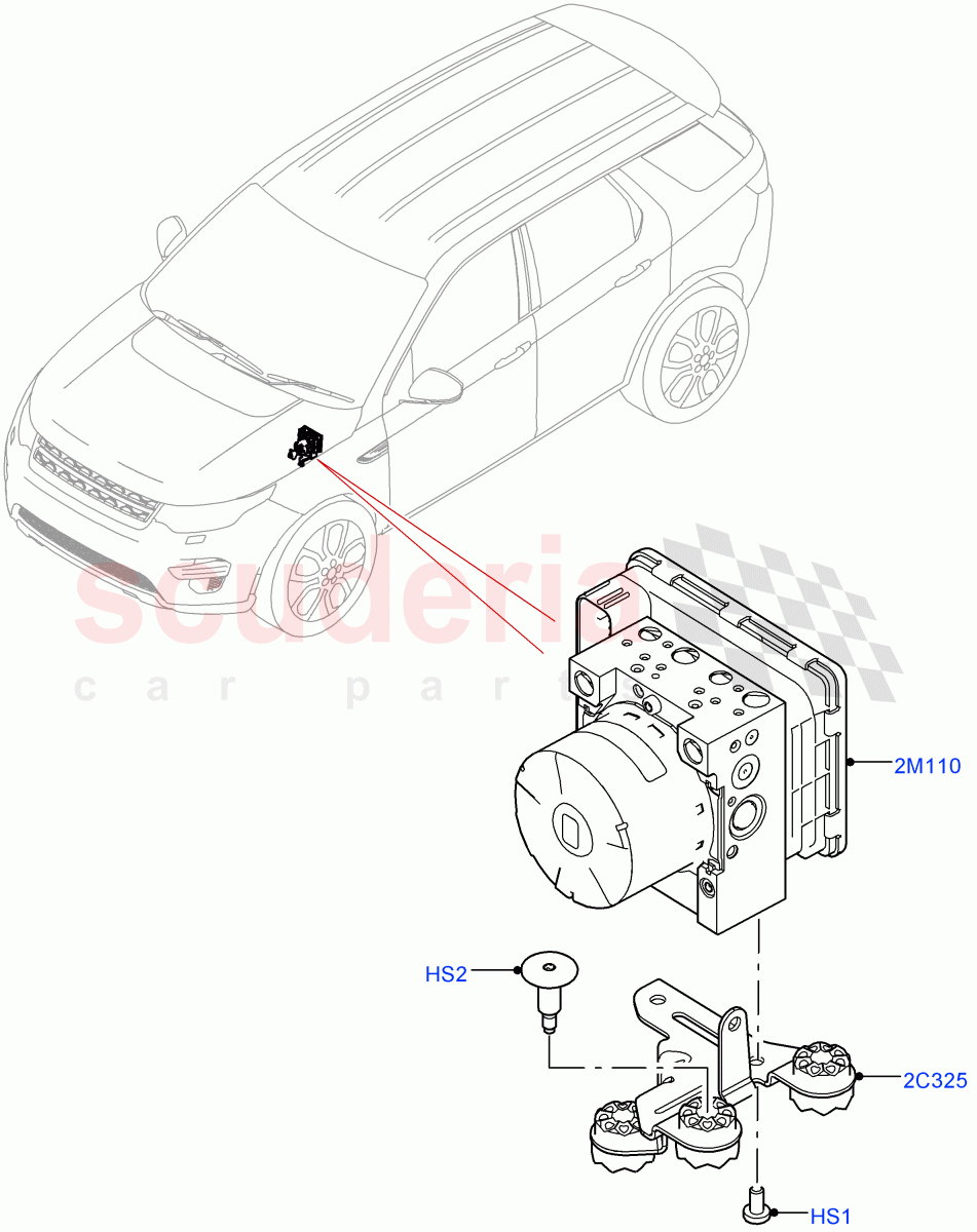 Anti-Lock Braking System(ABS Modulator)(Halewood (UK),Less Electric Engine Battery,Electric Engine Battery-MHEV)((V)FROMLH000001,(V)TOLH999999) of Land Rover Land Rover Discovery Sport (2015+) [2.0 Turbo Diesel]