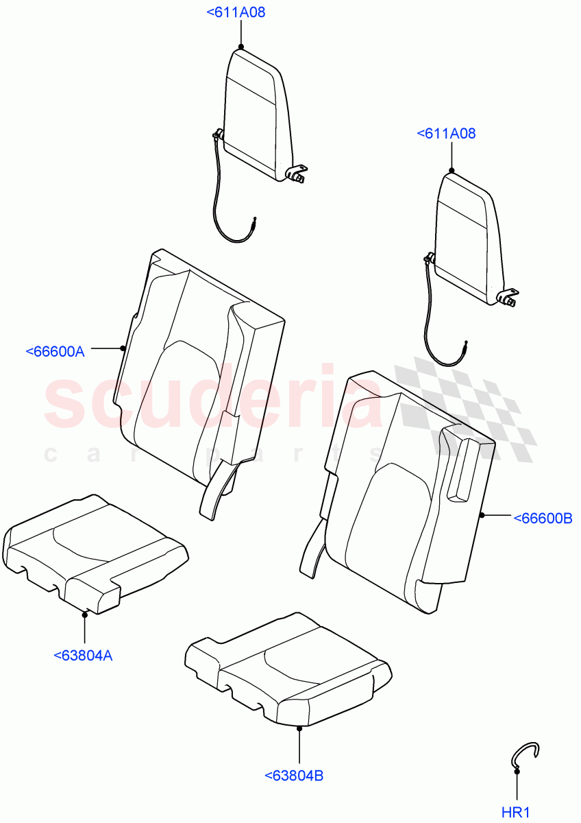 Rear Seat Covers(Standard Wheelbase,Taurus Leather/Perf Fabric(Dynamic),With 3rd Row Double Seat)((V)FROMM2000001) of Land Rover Land Rover Defender (2020+) [5.0 OHC SGDI SC V8 Petrol]