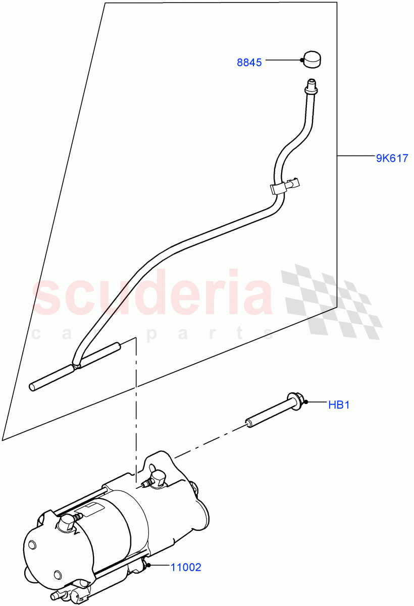 Starter Motor(Solihull Plant Build)(2.0L I4 High DOHC AJ200 Petrol)((V)FROMJA000001,(V)TOKA999999) of Land Rover Land Rover Discovery 5 (2017+) [2.0 Turbo Petrol AJ200P]