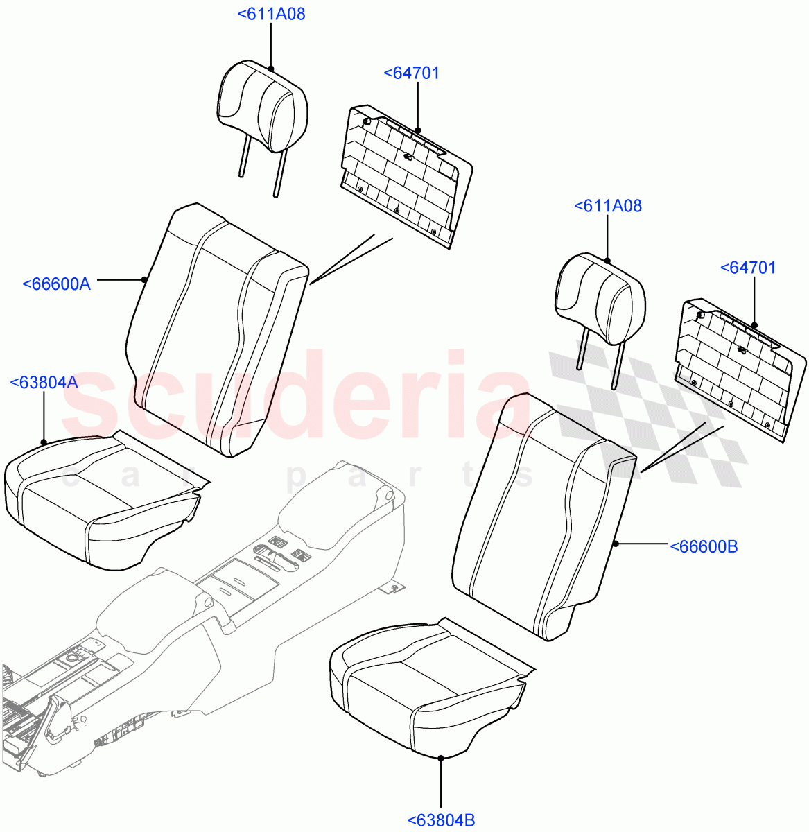 Rear Seat Covers(Semi Aniline Leathr Pinestripe Perf,With 40/40 Split Individual Rr Seat) of Land Rover Land Rover Range Rover (2012-2021) [5.0 OHC SGDI NA V8 Petrol]